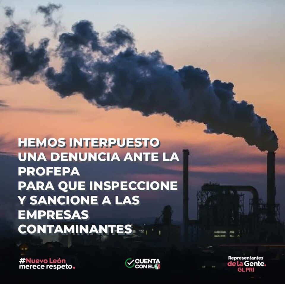 Como Diputados PRI NL hemos interpuesto una denuncia ante la PROFEPA para que vigile y sancione a las empresas que contaminan nuestro Estado y dañan la salud de todos los ciudadanos.

#RepresentantesDeLaGente
#CuentaconelPRI