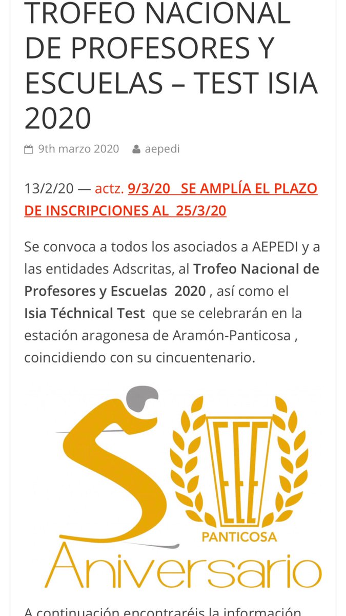 EsquiEscuela's tweet photo. AMPLIADO PLAZO INSCRIPCIONES CAMPEONATO NACIONAL PROFESORES/ISIA TEST PANTICOSA 20’ ❄️⛷🔝 https://t.co/JSJObVRb8p