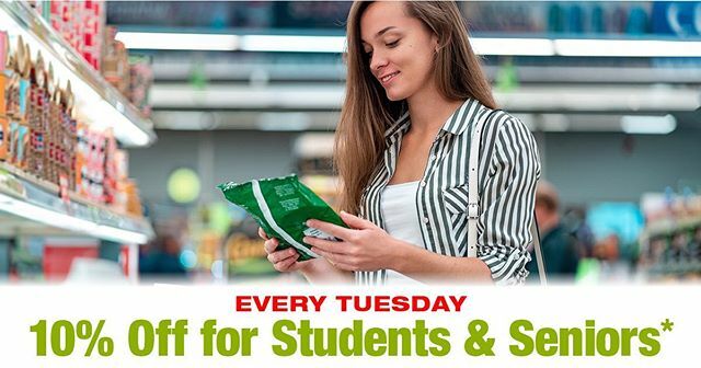 Save every Tuesday at Farmer’s Pick. Why not pick up a delicious custom made  deli sandwich while you’re here! 😎
*Students must show valid student identifcation. Seniors must be 65 years of age or older. Offer does not apply to the bakery. We are ope… ift.tt/2U0bypc