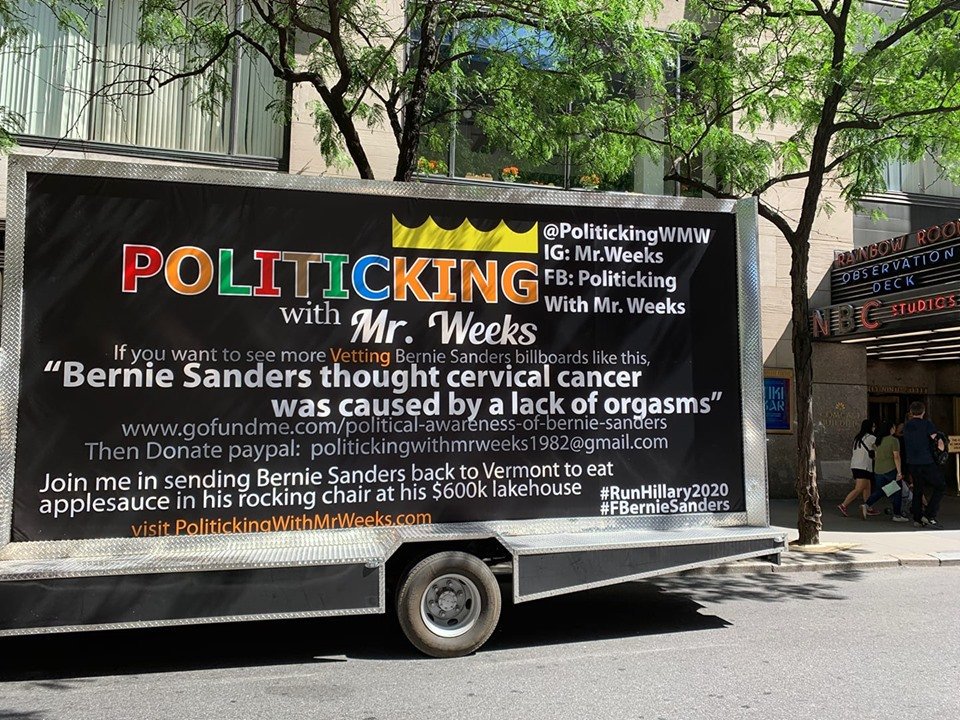 Also, Mr Dane drives around in a "f*ck Bernie" truck, wears a "f*ck Bernie" (17/?)