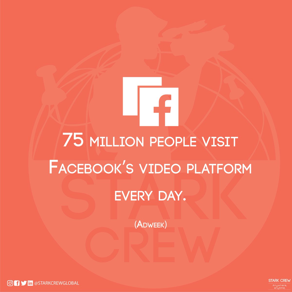 starkcrewglobal's tweet photo. 75 million people visit Facebook’s video platform every day. (Adweek)

@starkcrewglobal
https://t.co/mN1NzVc7Xn 

#videomarketing #video #videoproduction #videofacts #videoproductioncompany #starkcrewglobal #starkcrew #marketingonline #videomarketing https://t.co/kIRo1pwPgC