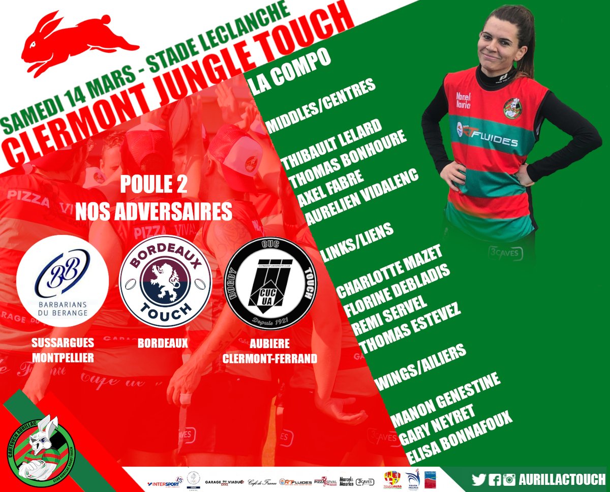 aurillactouch's tweet photo. En route pour Clermont-Ferrand !

Ce samedi le club prend la direction du complexe sportif Leclanché pour le désormais traditionnel "Clermont Jugle Touch" du OuistiTouch Arverne (@ouistitouch).

+ d'infos : https://t.co/OO6YFUoMIY https://t.co/SlTOpdMNVK