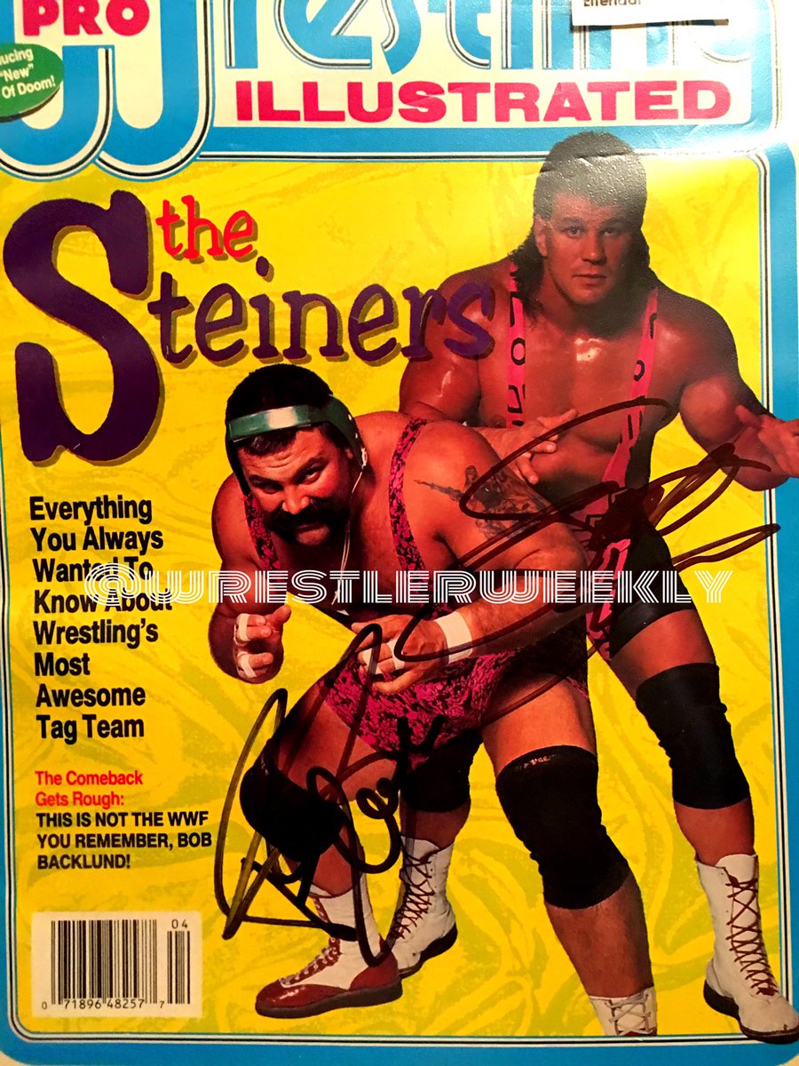 wrestlerweekly's tweet photo. WRESTLER WEEKLY #24Tuesday celebrates with 2 SIGNED MAGS by #TheSteiners #ScottSteiner & #RickSteiner! #PWI #WWE #NWA #WCW #WWF https://t.co/GowAetMSXs