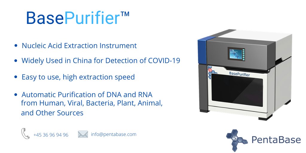 PentaBase's tweet photo. BasePurifier™ Helps Researchers in the Detection of COVID-19

Our latest instrument is designed for the automated extraction of nucleic acids from human, viral, bacteria, plant, and animal sources.
https://t.co/89mTjrv73H 

#NucleicAcidExtractionInstruments #PentaBase #COVID2019 https://t.co/7IYTnYeuxO