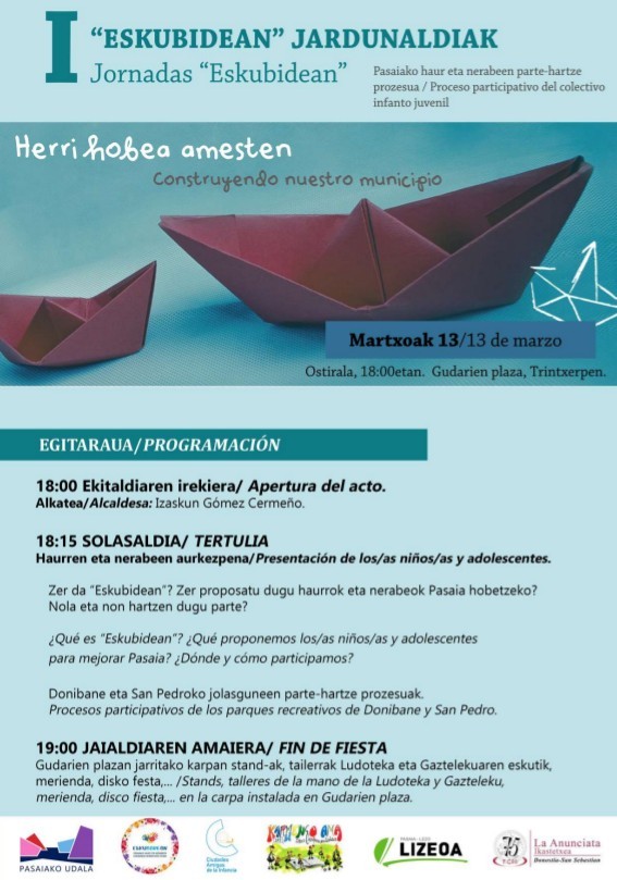 pasaiakoudala's tweet photo. Pasaiako Haur eta Nerabeen Eskubidean Plana. Haur eta nerabeek parte-hartze prozesuan egiten ari direna azalduko dute

Plan de los Derechos de la Infancia y Adolescencia. Niños/as y adolescentes organizan jornada para mostrar el proceso

#haurreneskubideak #partehartzea https://t.co/bWObqsFRgX
