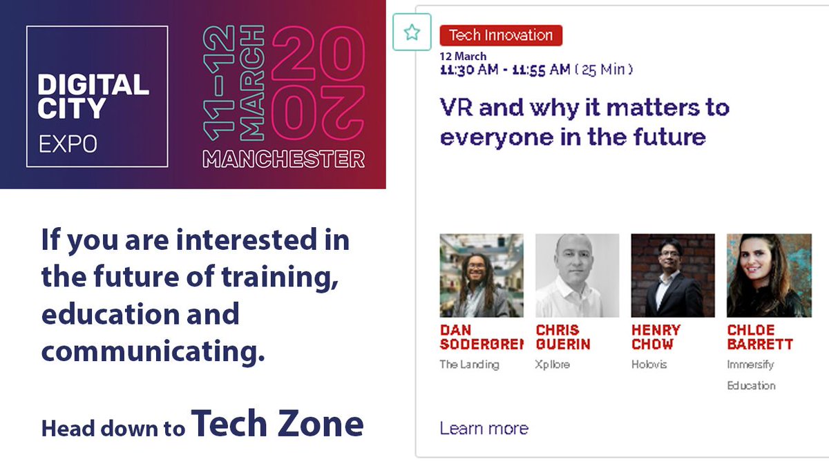 If you are interested in how VR will change the workplace, I will be @ the Digital City Expo on the 11th &amp; 12th in Tech Zone with The Landing #DCF2020 and Talking about XR on the 12th.