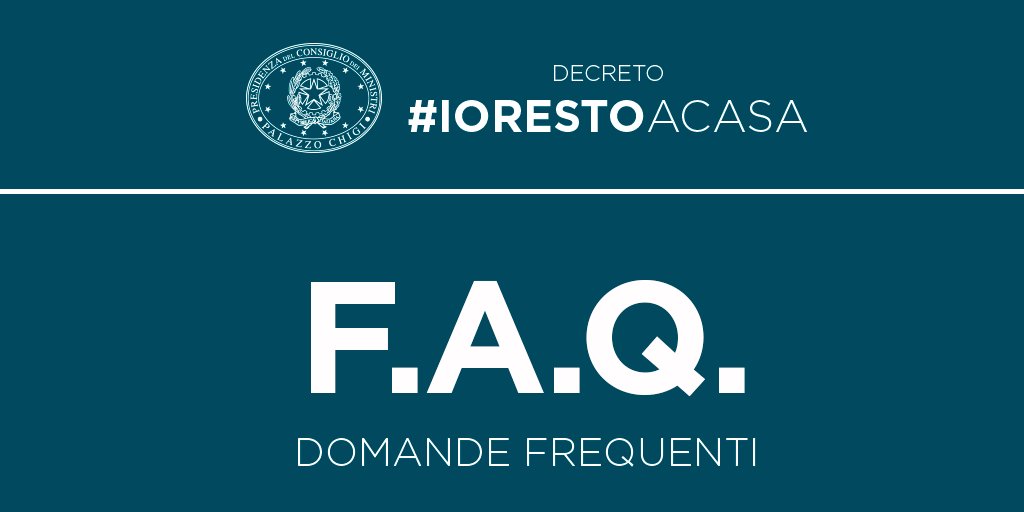 Palazzo_Chigi's tweet photo. Alcune risposte alle domande frequenti sulle ultime misure adottate dal Governo per contrastare l’emergenza Coronavirus #iorestoacasa https://t.co/LtI4ugHmOH https://t.co/ayVO4wtTo8