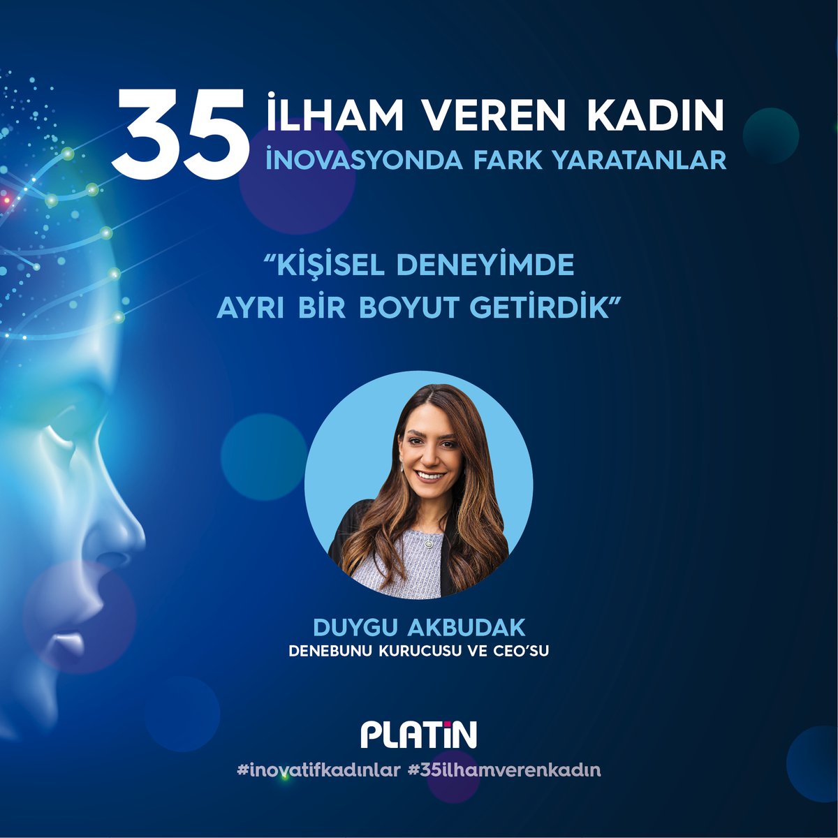 platindergisi's tweet photo. .@denebunucom Kurucusu ve CEO'su Duygu Akbudak: Kişisel deneyimde ayrı bir boyut getirdik
#inovatifkadınlar
#35ilhamverenkadın 
https://t.co/Wt0GcmaRTH https://t.co/ha8V4UTzTf