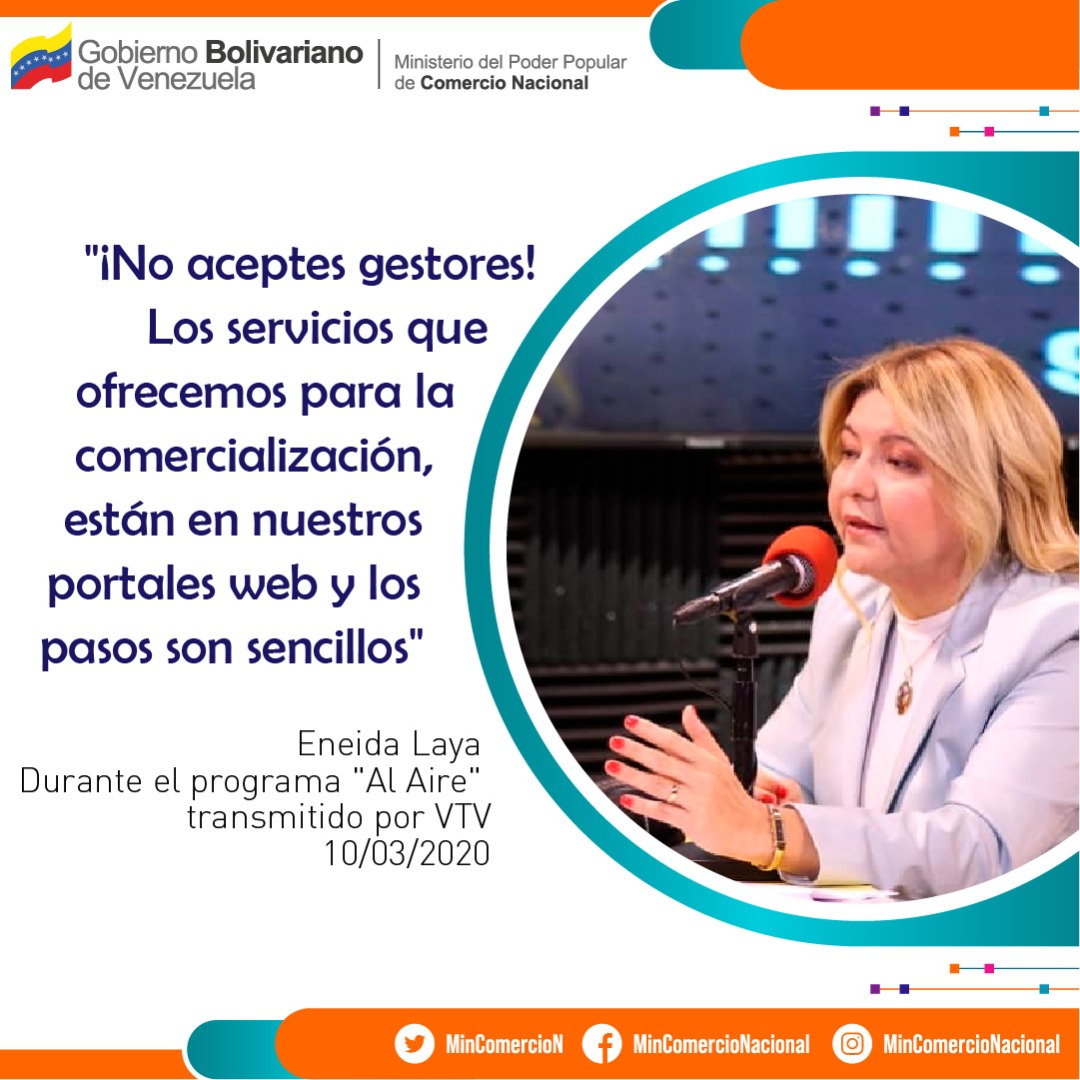 #10Mar Min. 
@EneidaLayaPsuv
: Los pequeños y medianos productores cuentan con todo el apoyo del 
<a href="/MinComercioN/">MinComercioNacional</a>. 
#ANCGarantiaDePaz #DatoMinComercio