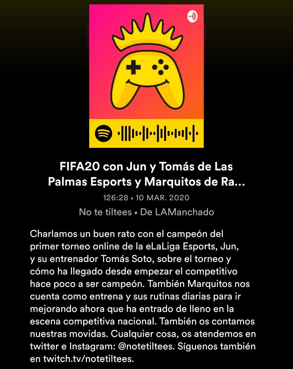 notetiltees's tweet photo. Limpito y desinfectado, ya está publicado el programa de esta semana con la intervención de @xXjun7Xx y @tomassotogarcia de @eSports_UDLP y @FIFAMarcos023 del @RRCesports
iVoox: https://t.co/PafrvTDlVc
Spotify: https://t.co/0yBUqUrFNh
Apple Podcast: https://t.co/fPdKSfLrjK https://t.co/tNCw4K1J5D