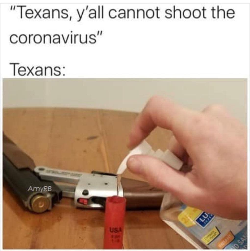 JackMotleyLive's tweet photo. Lol you know this is happening in #TEXAS!
#coronavirus #caronavirusoutbreak https://t.co/Ekk3L9kTA7