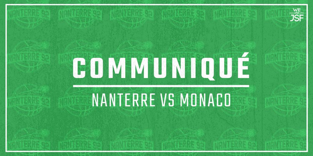 Nanterre92's tweet photo. ⚠️ Communiqué Officiel ⚠️

@Nanterre92 🆚 @ASMonaco_Basket 

Les abonnés et partenaires seront présents dimanche après-midi 🙏

+ d’infos sur https://t.co/A15BiHtb9w 

#WeAreJSF #JeepELITE https://t.co/BeYSQngpA3