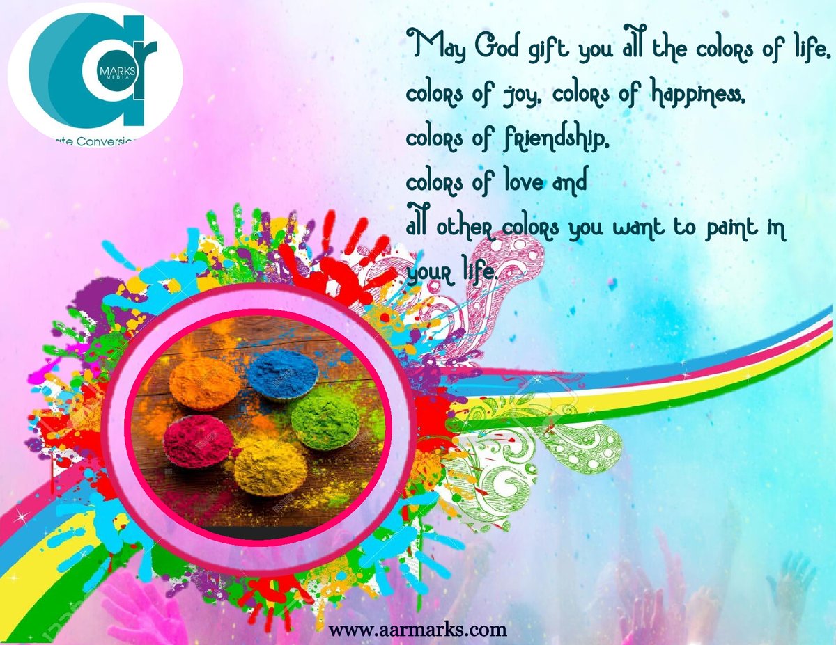 aarmarks's tweet photo. May God gift you all the colors of life,
colors of joy, colors of happiness, colors of friendship, colors of love and all other colors you want to paint in your life
#HappyHoli #HappyHoli2020 https://t.co/ezhRGzQXAQ