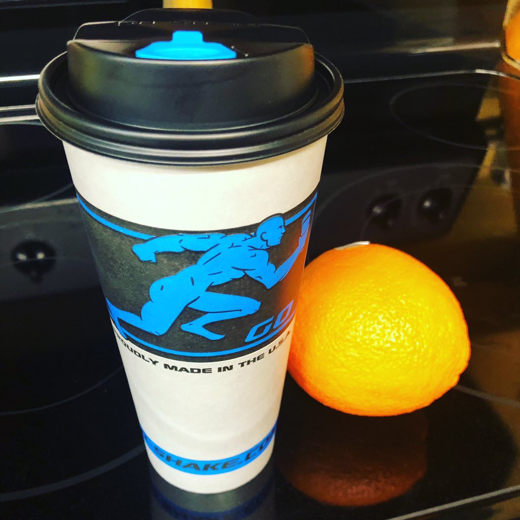 All I needed today!! #Go-Shake #nofuss #nomess #throwaway #disposable #outthedoor #nocares #breakfast #proteinshake #proteinshaker #orange #fruit #chocolateprotein #alldayeveryday