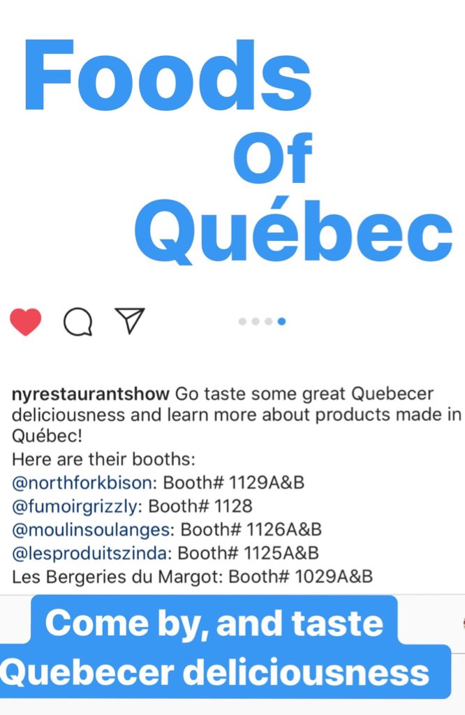 Day 3 and last day to come by Quebecer booths.
Come learn about amazing products and taste them!

#FoodShow #Quebec #MadeinQuebec #ProduitsQuebecois #QCNY