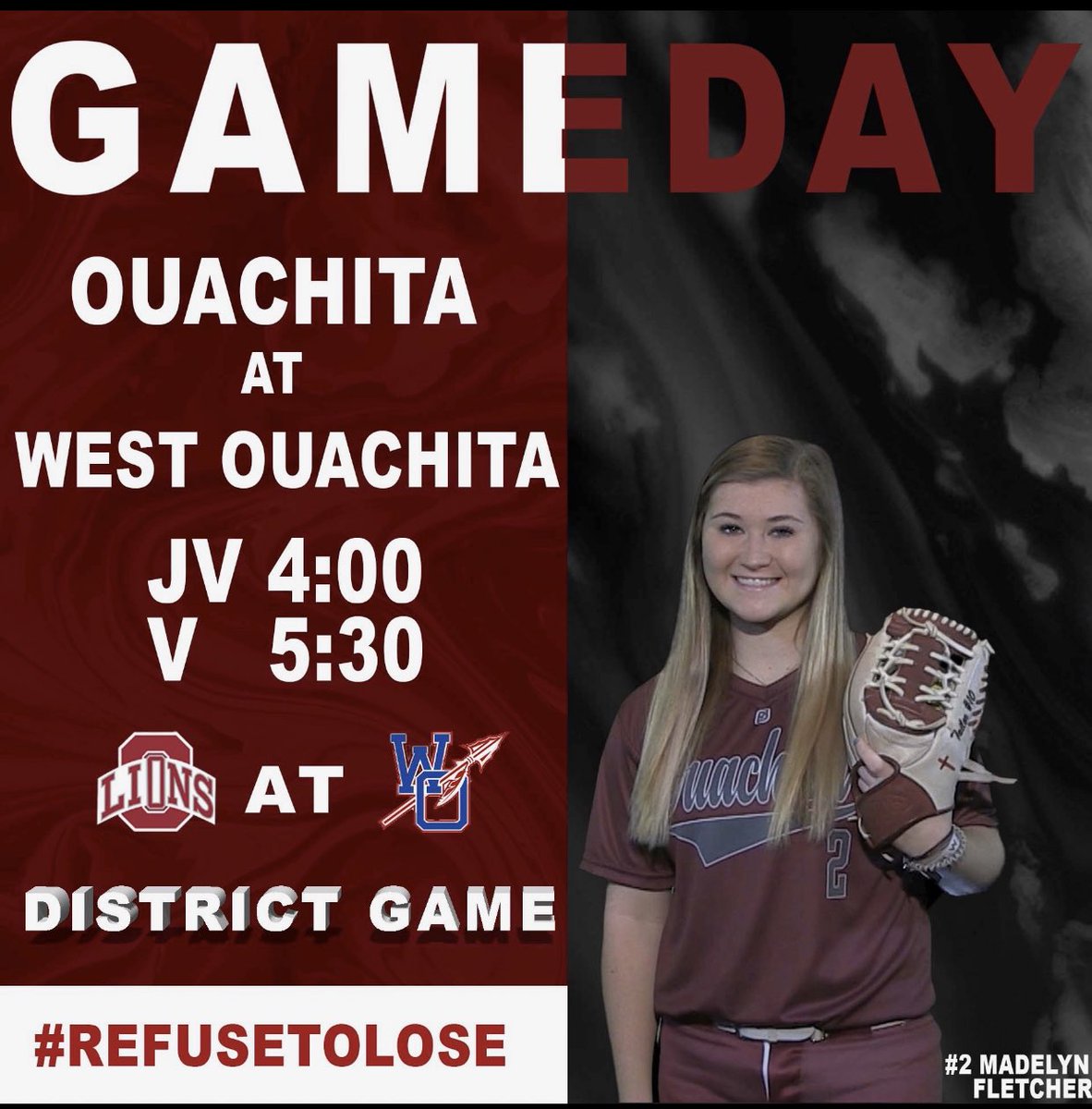 ladyleos19's tweet photo. It’s game day!! The Lady Lions will travel to West Ouachita to take on The Lady Chiefs for the first district game of the season!! #refusetolose #HW https://t.co/bRAZRzuzis