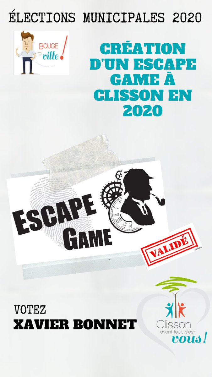 XavierBONNET's tweet photo. pour les jeunes à #clisson
installation d'un escape game en plein centre ville
soutien de @XBonnet2020 https://t.co/VZI594M3uK