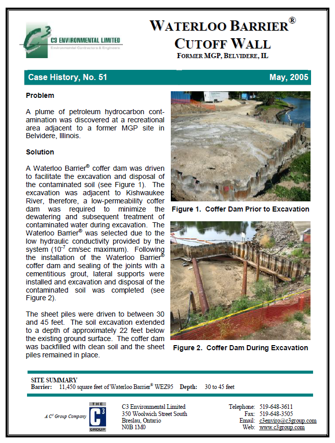 C3Environmental's tweet photo. Today we are featuring a case history involving a Waterloo Barrier Cofferdam installed in back in 2005. It allowed for the removal of a large plume of petroleum hydrocarbons beside the Kishwaukee River.
#environmental #cleanup #cutoffwall #Contamination #remediation https://t.co/jwuvyBpRxv
