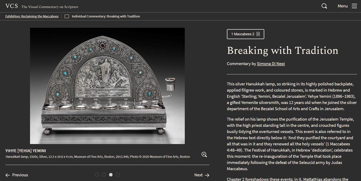 Beautiful Hanukkah lamp, 1920s, by Yehye Yemini in our new VCS exhibition on 1 Maccabees 2: thevcs.org/index.php/recl…