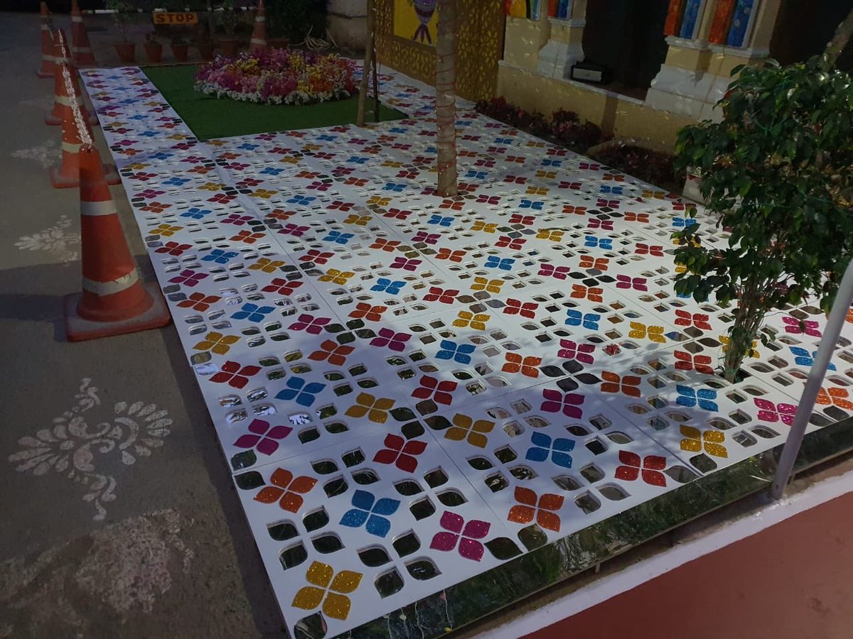 SigmaSixQV's tweet photo. #Holi decorations at #Dayalbagh. We missed seeing this live this time because of the #Coronavirus pandemic. The #Guidance on hygiene and it’s strict following should get us through. https://t.co/cL6yCFAvdM