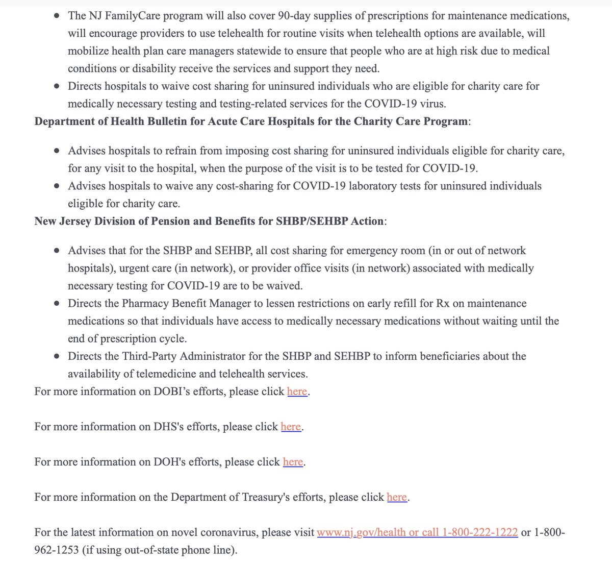 BREAKING: We’ve just announced actions to support New Jerseyans’ access to #COVID19 screening — including WAIVING consumer cost sharing for all medically necessary #COVID19 testing and testing-related services.

nj.gov/governor/news/…