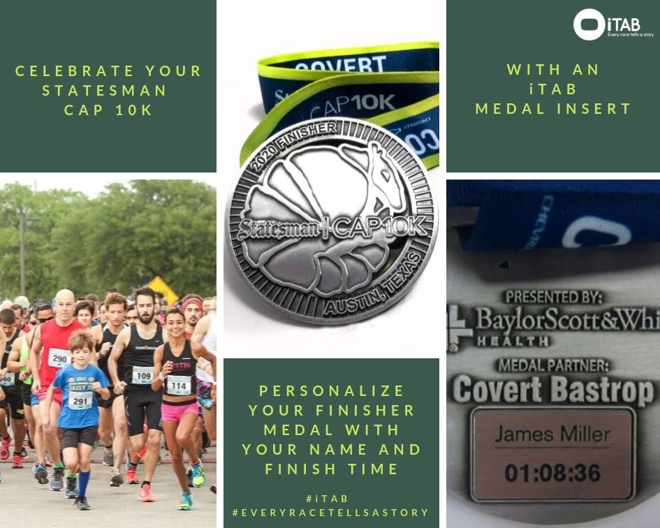 Don’t forget to personalize your #Cap10K finisher’s medal this year with your name and finish time from @iTABmedalinsert. Order it when you register for the 43rd race or from the Statesman Cap10K store. #everyracetellsastory 
cap10k.com/race-merchandi…