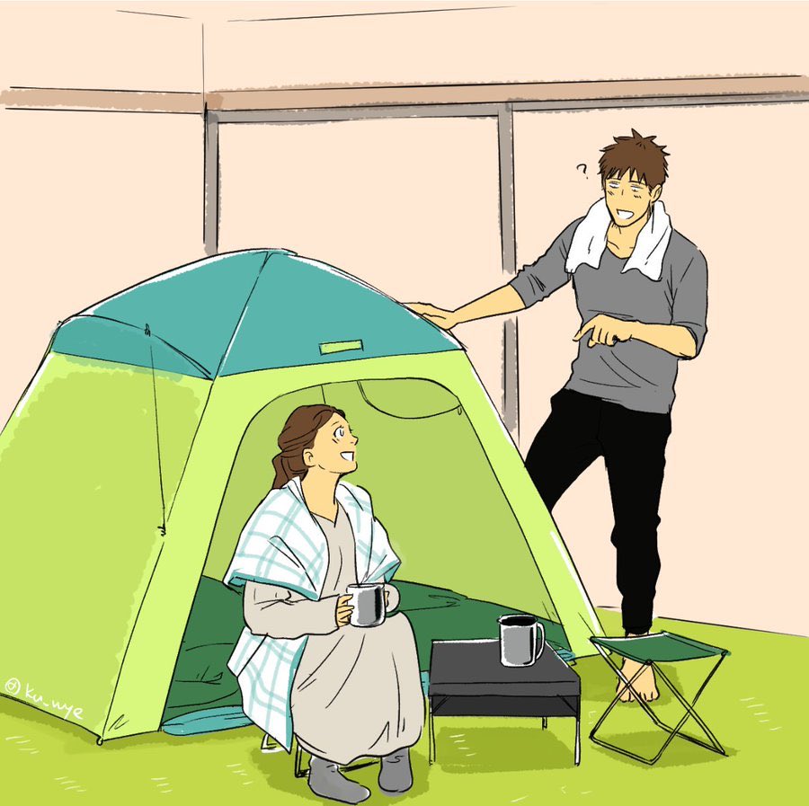 「おこもり満喫夫婦(再放送) 」|くゑ👀創作夫婦本出ますのイラスト
