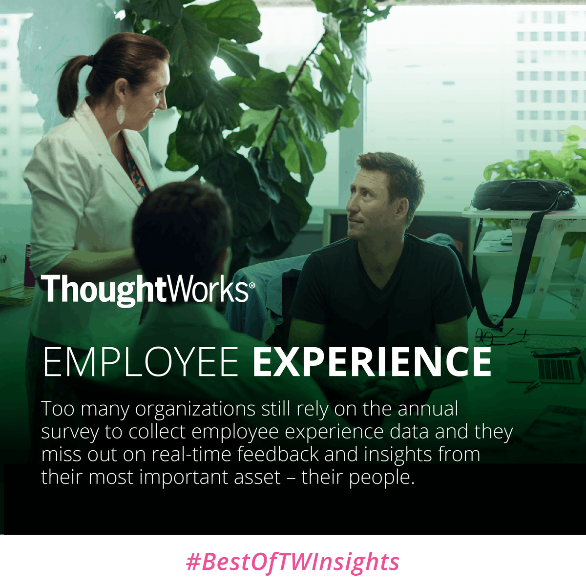 thoughtworks's tweet photo. How do you increase an organization's performance and improve the employee and customer experience? Find out in today's #BestOfTWInsights https://t.co/eywJ08r3YX #techtuesday #techthoughtstuesday https://t.co/yB8puDQdZd