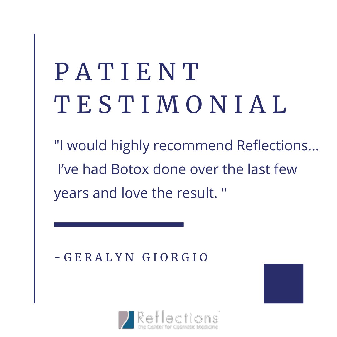 reflectionsctr's tweet photo. You heard it from Geralyn; you will love the results!

#ReflectionsCenter #PatientTestimonial #Botox https://t.co/iYMgxkshqA