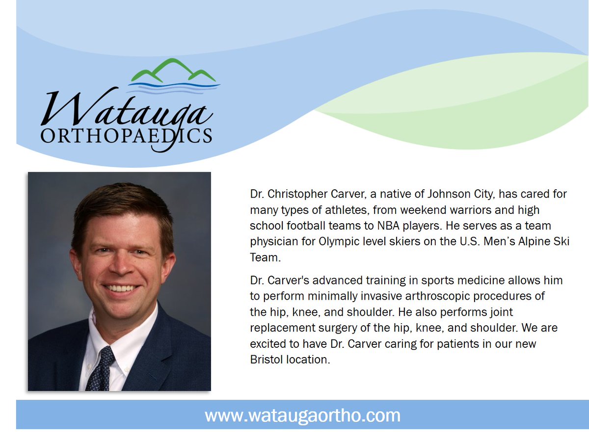 WataugaOrtho's tweet photo. Meet Dr. Christopher Carver, an orthopaedic surgeon specializing in sports medicine.

Visit https://t.co/stTqr8J971 to learn more about Dr. Carver, our minimally invasive arthroscopic procedures for hips, knees, and shoulders, or schedule an appointment online. 

#WataugaWay https://t.co/Kyf5GdDIgN
