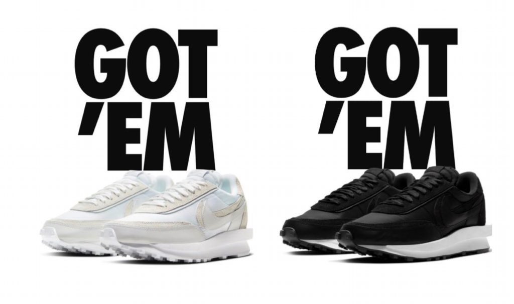 hasnehnhaider's tweet photo. So after a morning of sneaker disappointment, @TaiFellows pulled through for me; secured both of the Sacai’s! 😍👍🏽 #DidntGetEm #GotEmNow 😂 https://t.co/kbCiAm5sH0