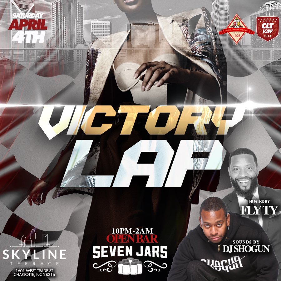 KAPPAS from all over NC and Southern WV will be in the Queen City for their 79th Middle Eastern Province Council.

We will be ending the weekend w/Victory Lap at Skyline Terrace , Saturday, April 4th, 2020 from 10pm - 2am.

IT WILL BE OPEN BAR!!!

victorylap2020.eventbrite.com