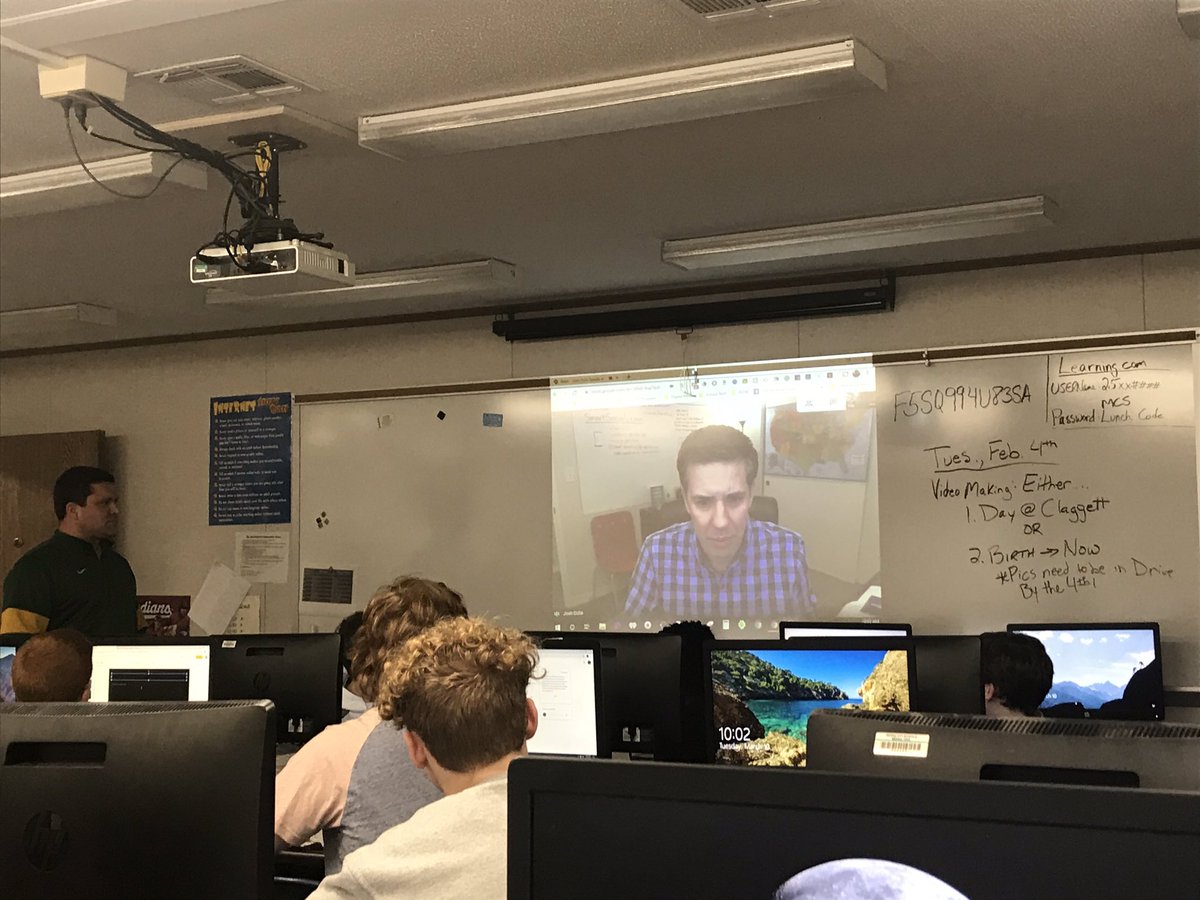 Mr. Kaufmann’s class having a webinar with Josh Ochs in Los Angles California an author/speaker on digital citizenship. Great discussion on using social media and technology responsibly. <a href="/PaulWorsencrof1/">Paul Worsencroft</a> <a href="/MrsBoytim/">Mrs. Boytim</a> <a href="/KaufmannMr/">Mr. Kaufmann</a>