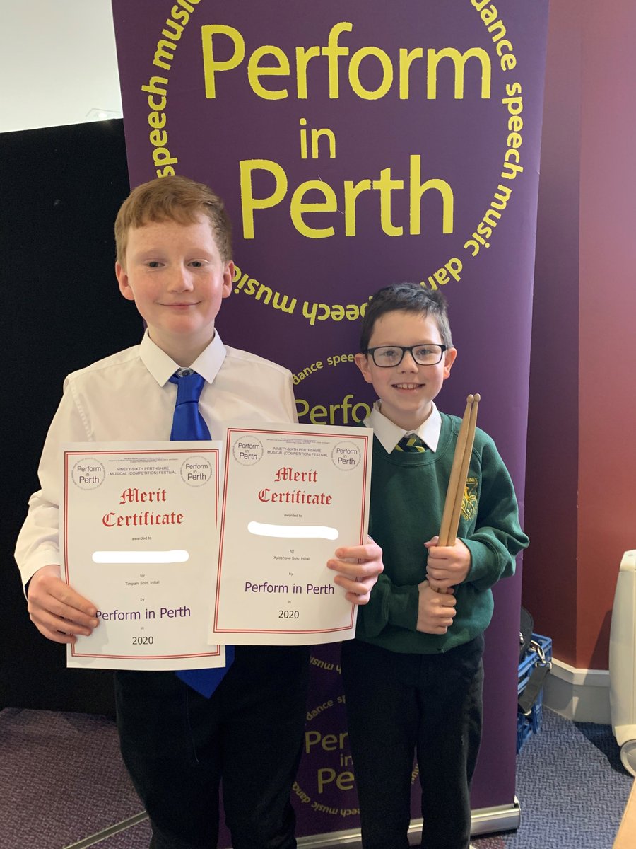 DunbarneyPS's tweet photo. Josh and Joshua competed at Perform in Perth today in Percussion Classes and both received certificates of merit. We are so proud of them both. #PerformInPerth #CelebratingSuccess https://t.co/CPFu3HbrsH