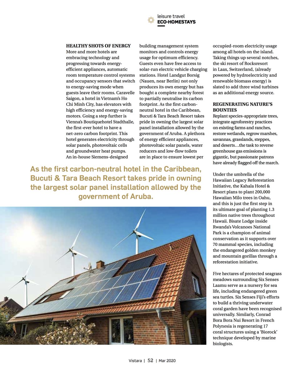 100cobbledroads's tweet photo. #PublishedElsewhere #TravelWriter #BeyondTheBlog
From exclusive home-stays and boutique hotels to leading luxury resorts, eco-awareness is becoming the guiding light to a hopeful future. Catch my latest article for the Mar 2020 issue of @Vistara. https://t.co/tAIOcduxAn