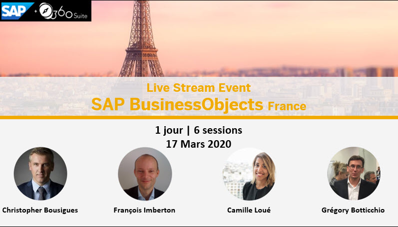 A tous les clients #SAP #BusinessObjects
Evénement LIVE STREAM « SAP BusinessObjects France »
Le 17 Mars 2020.
Inscrivez-vous ici > events.sap.com/sap-businessob…

RT: <a href="/SAPAnalytics/">SAP Analytics</a> <a href="/SAPLabsinFrance/">SAP Labs in France</a> <a href="/SAPFrance/">SAP France</a> <a href="/USF_officiel/">USF</a> <a href="/IvervandeZand/">Iver van de Zand</a> <a href="/taudas/">Thierry Audas</a>