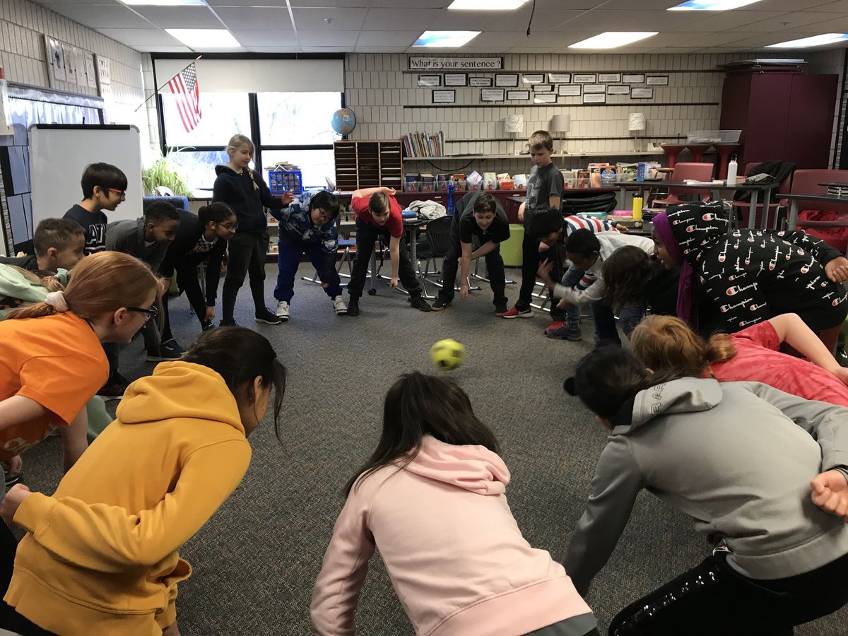 Starting our day with a great game of Arm Hockey. #community