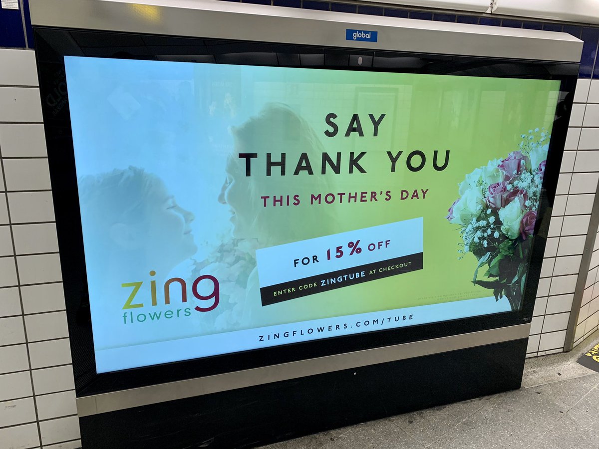 joelstern's tweet photo. So great to see Zing Flowers’ Mother’s Day promotion being shown across Global’s outdoor inventory on the TfL estate.
#outdoor #ooh #outdooradvertising #AmazingEveryTime #ZingFlowers #mothersday https://t.co/e56ic6CeRd