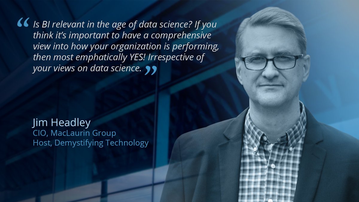 MacLaurinGroup's tweet photo. It's more than just a pretty dashboard...
Understanding the power of Business Intelligence for your organization with Jim Headley and @a1anw2

https://t.co/Z1llFHfA9M

#businessintelligence #maclauringroup #datascience
#demystifyingtechnology #privateequity https://t.co/xGOk5FaFR6