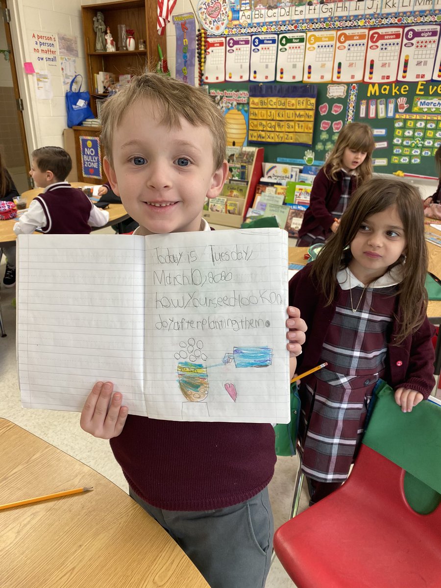 SetonMother's tweet photo. KA has been learning all about Living and Non-Living things...their characteristics, their needs and their LifeCycles. 
We planted Shamrocks and are starting our Butterfly unit. #Kacrew #journalingobservations #lifescience #HolyTrinity☘️ https://t.co/JiSAd7N3wv