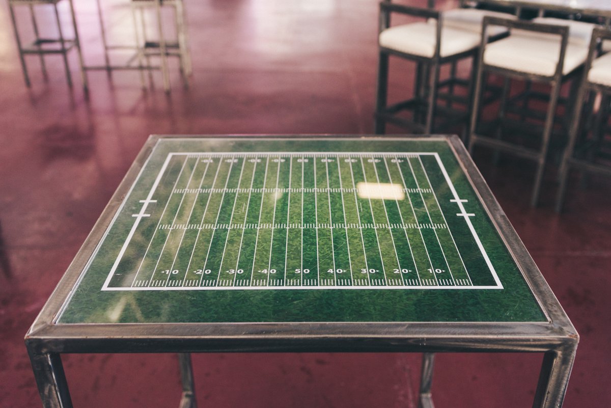 What makes #LouLou unique? Branding! Our entire line of plexiglass bars and tables were designed with branding in mind. Here are some sports-themed table tops we created last year. 🏈 #MyOttawa #EventProfs