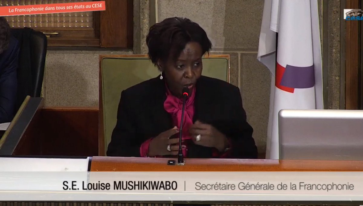 lecese's tweet photo. [#DirectCESE] La secrétaire générale 
@LMushikiwabo
 est convaincue que "la Francophonie a vocation à créer de l'influence, nous nous devons de la construire ensemble  notamment pour notre jeunesse. Le français doit être la langue d'éducation." https://t.co/q8hEPsSuIR