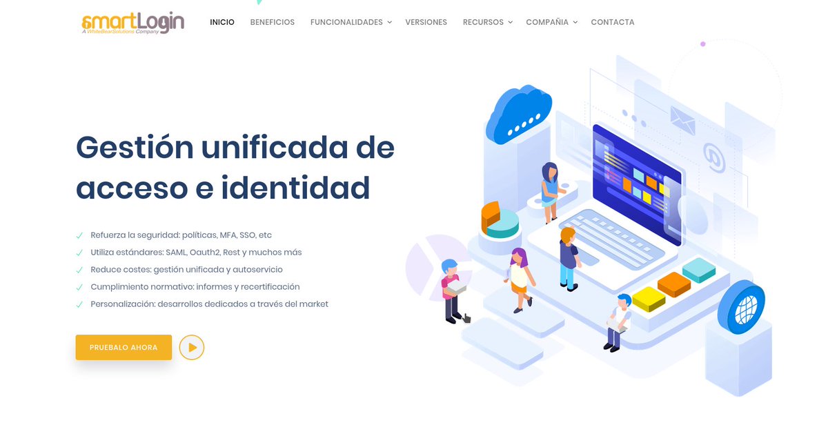 smartlogincloud's tweet photo. Seguimos trabajando en la nueva versión de #SmartLogin donde traeremos funcionalidades muy interesantes. Mientras tanto os dejamos la web https://t.co/fTFRKGqQ7K renovada y actualizada con lo más destacado del core. https://t.co/Sa7JJNqaYM