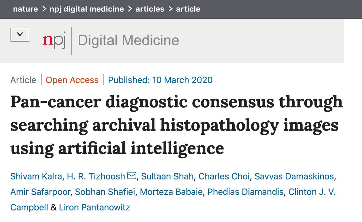 KIMIA_Lab's tweet photo. Diagnostic consensus for #cancer is possible through #image #search in archives of #histopathology using #ArtificialIntelligence.  Published today in #nature #digital #medicine: https://t.co/8XCeiQDVju https://t.co/HiR1hitpQN