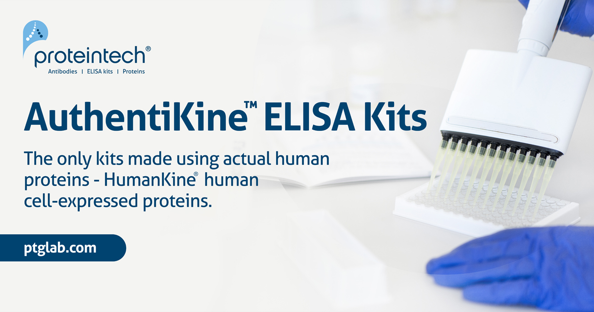 AuthentiKine™ ELISA kits are Proteintech’s premium line of ELISA kits, they are:

- Ultra-sensitive, between 10X and 1000X more sensitive than kits sold by leading competitors.

- Made using actual human proteins from HumanKine® human cell-expressed cytokines and growth factors.