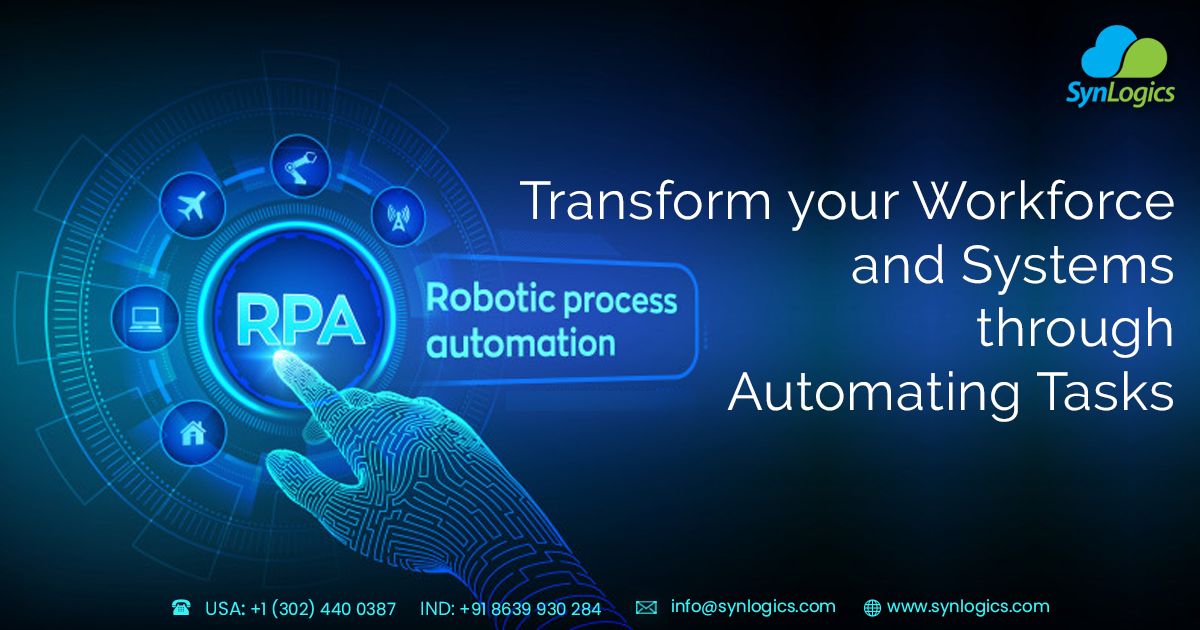 synlogics_Inc's tweet image. #SynLogics #roboticprocessautomationservices are designed to help organizations integrate #RPA with technologies to drive enterprise-wide transformation.
Talk to our experts today!!
Email: info@synlogics.com
Website: buff.ly/2DKy4Kk
#RPAConsultingCompanies  #RPAServices