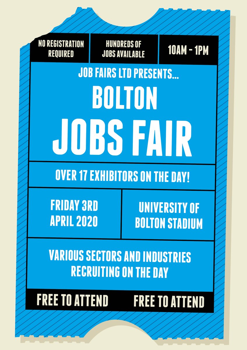 ⚪️🏨 🗞️ The Jobs Fair returns to the Platinum Suite on the 3rd April 2020!

Over 17 exhibitors, 100 jobs available and no registration required.

📍Platinum Suite
🗓️ Friday 3rd April 2020
🎟️ FREE to attend