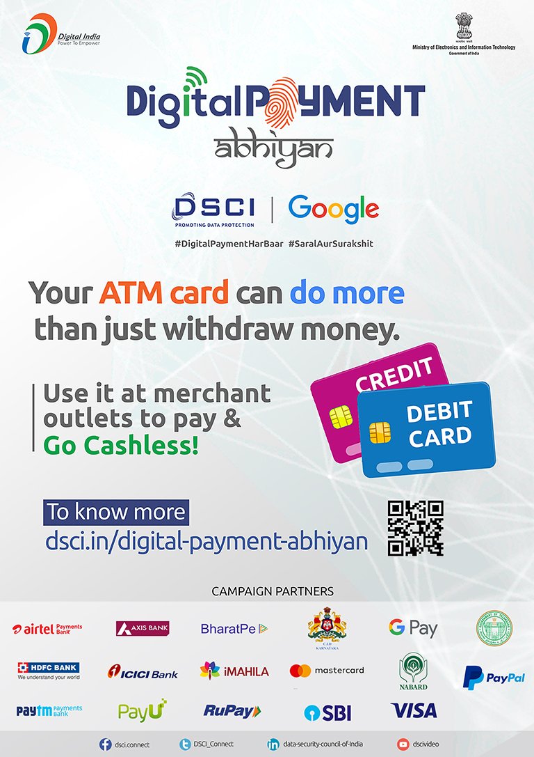VersupInfoTech's tweet photo. Your ATM card can do more than just withdraw money.
Go Cashless!
#DigitalPaymentHarBaar #SaralAurSurakshit
#DigitalSecurity #DigitalPayment #DigitalIndia #CyberSecurity #campaign 
#DSCI #NASSCOM #Google #VERSUP https://t.co/MTf9Uv8QZw