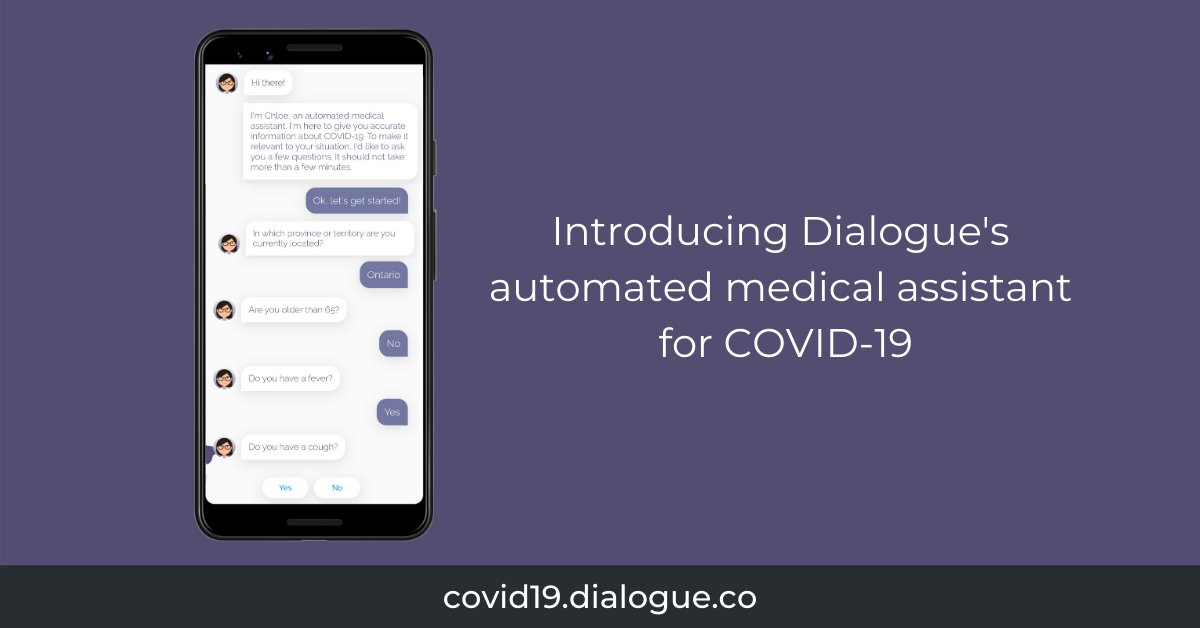 In the wake of the #coronavirus outbreak, @godialogue's technology & medical teams have developed a unique automated medical assistant. This free tool provides all Canadians with centralized access to official regional public health info & resources. hubs.ly/H0ntrqW0