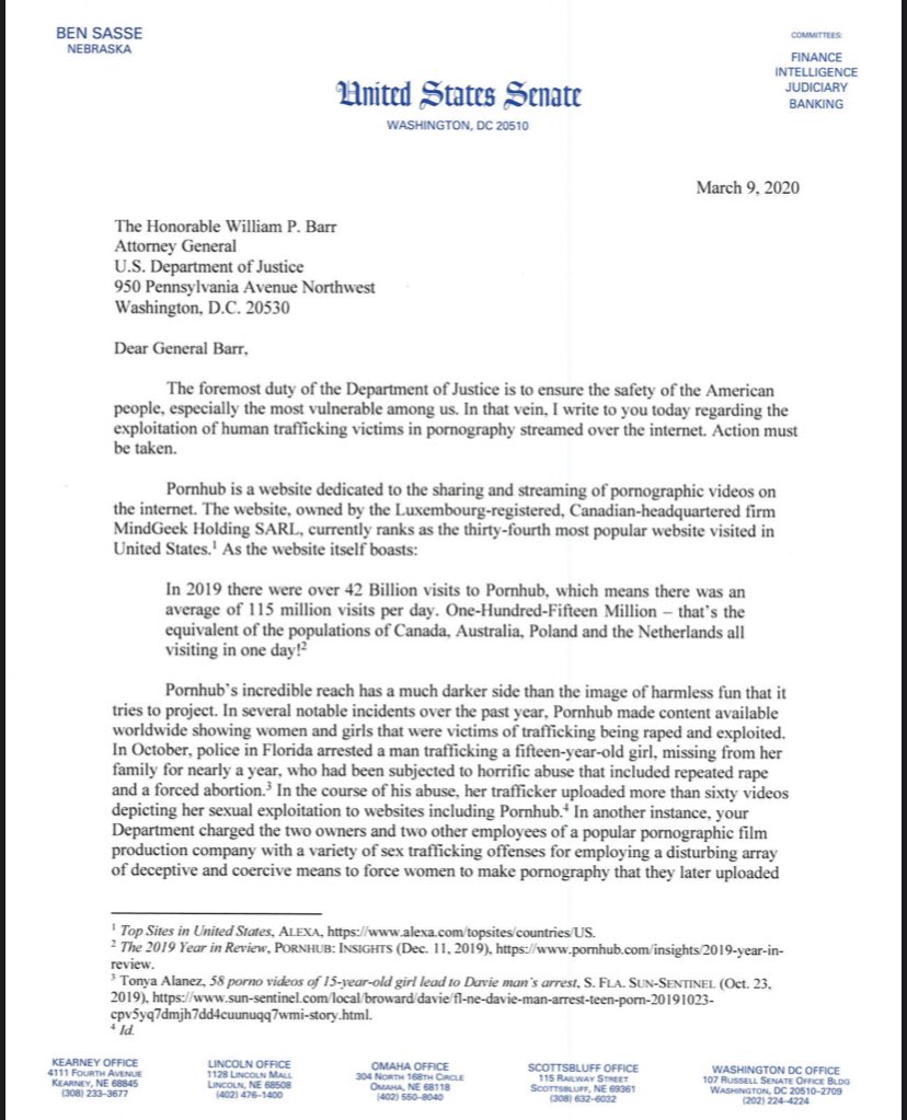 LailaMickelwait's tweet image. BREAKING: US Senator calls on the US Attorney General and Department of Justice to open an investigation into Pornhub/Mindgeek based on evidence they host, profit from and enable the sex trafficking and rape of women and minors. #Traffickinghub Traffickinghub.com